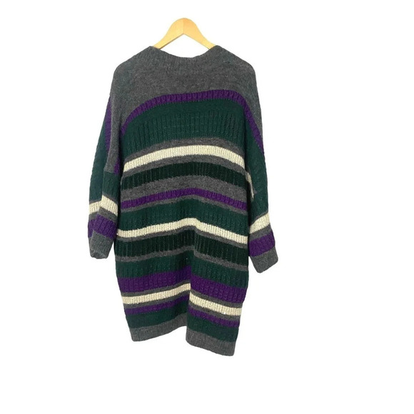 Per Se Wool Blend Open Front Striped Cardigan - Picture 2 of 6